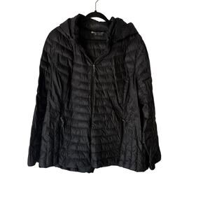 HeatKeep Jacket Down 3X Black Hooded Puffer Full‎ Zip Quilted Packable Coat